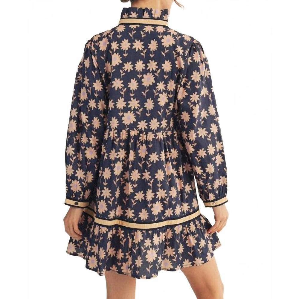 JODIFL Navy and Pink Floral Long Sleeve Dress - Picture 3 of 4